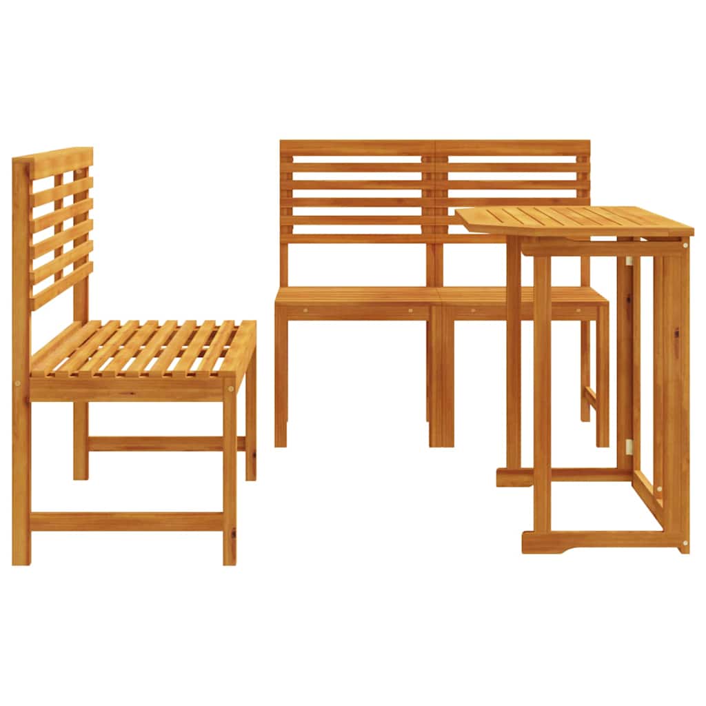 4-teiliges Garten-Esszimmer-Set aus solidem Akazienholz